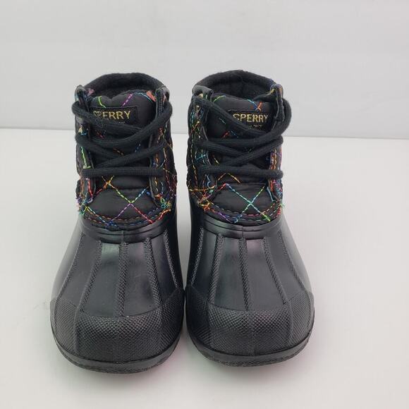 Sperry Port Rainbow Toddler Girls Size 8 Black Quilted Duck Rain Boots - Picture 5 of 10